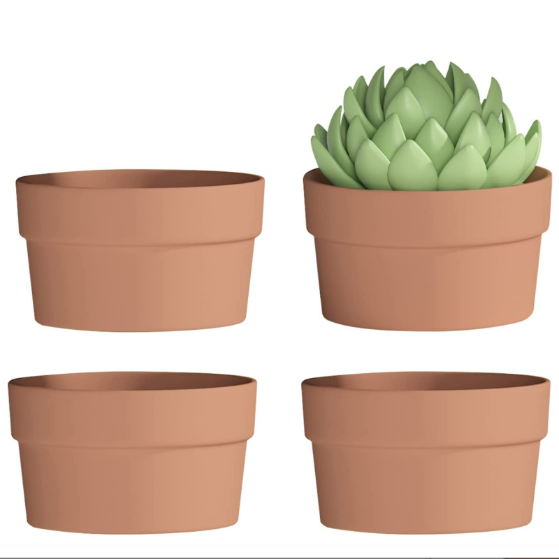 Vasos de terracota rasos, 4 unidades, 5.5 "x 2.8", vasos de flores, vaso de cerâmica de argila com furo de drenagem, cactus, planta suculenta