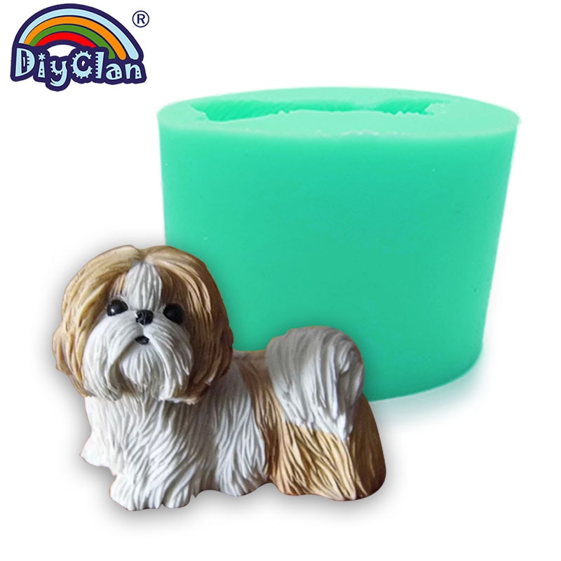 3D Hond Vorm Silicone Klei Mallen Big Size Chihuahua Pommeren Shih Tzu Gips Dier Kaars Mould Voor Cake Topper Bakken gereedschap: S0600XG