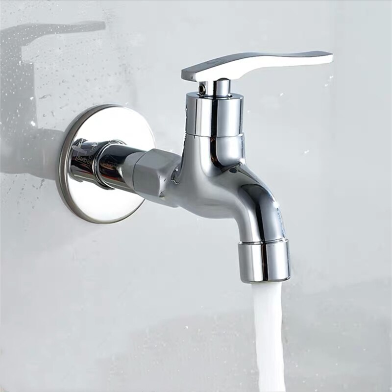 WZLY Faucets Chrome Bibcock Brass Bathroom Single Cold Taps Washing Machine Faucet Toilet Mop Pool Taps Outdoor Garden Faucets