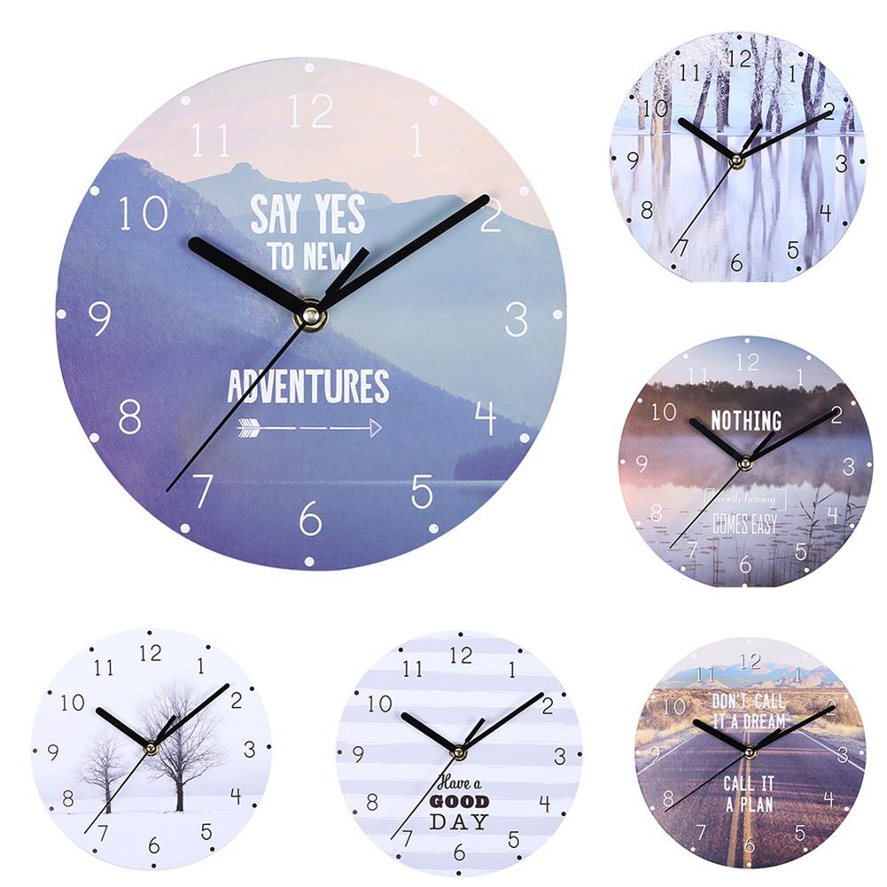 Neue Moderne Kreative Ermutigend Worte Landschaft Runde Digitale Abnehmbare Wanduhr Wohnzimmer Schlafzimmer Heimat Kunst Wanduhr