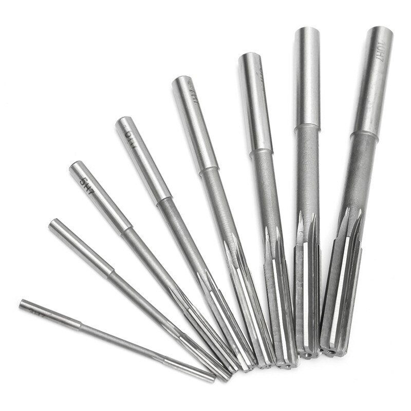 8 unids/set mango recto escariador de precisión H7 HSS tirando mano Set de fresas herramienta de corte 3/4/5/6/7/8/9/10mm para diámetro de herramientas