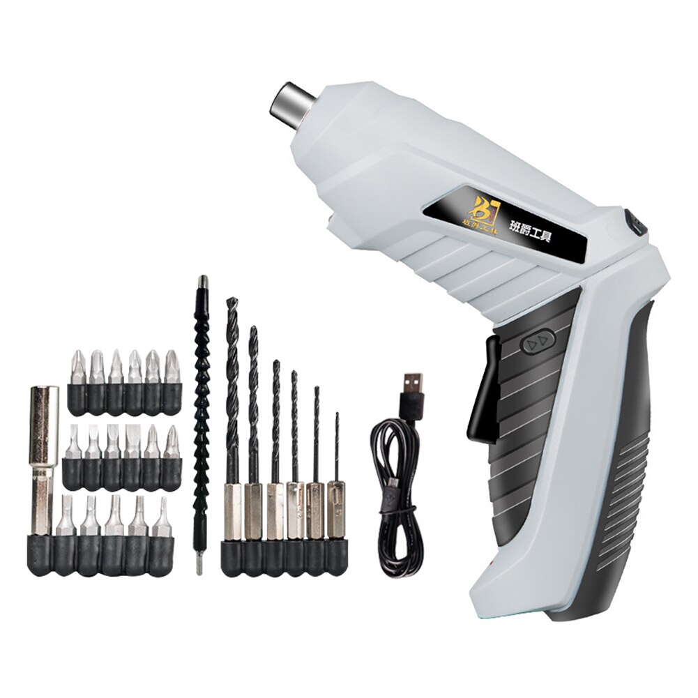Cordless Screwdriver Electrical Screwdriver Set USB Rechargeable 3.6V Screw Driver with LED Lights Household Power Hand Drill: 27pcs