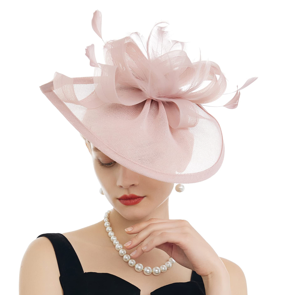 Charmante Fascinators Veer Bruiloft Mesh Hoed Bloem Bruid Cocktail Tea Party Hoofddeksels Vrouwen Hoed Hoofdband Haaraccessoire: GRIJS