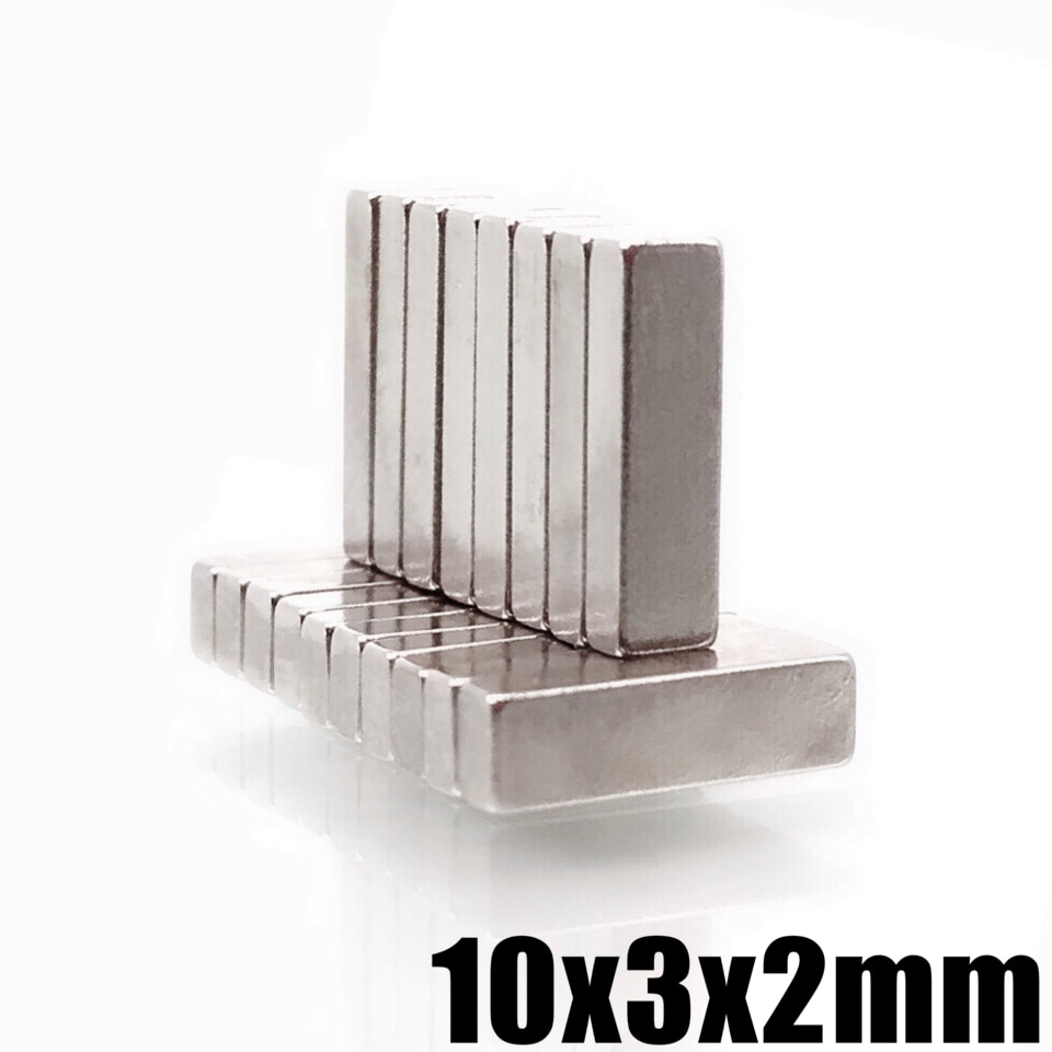 20/50/100/500/1000 stk 10 x 3 x 2 neodymmagnet 10*3*2 ndfeb magneter blokerer super kraftig stærk permanent permanent magnetisk imanes blok