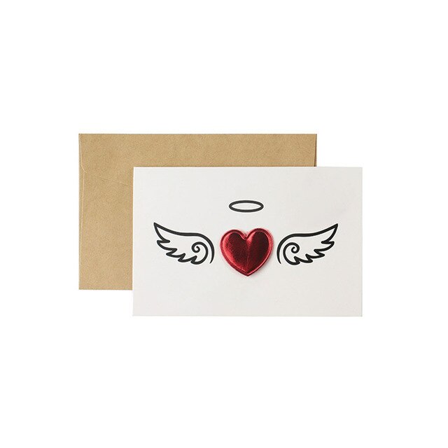 Valentines Day Solid Bronzing Red Heart Postcard Wedding Invitation Romantic Letter Blessing Gratitude Love Greeting Cards: Angel-15.5 10.5cm