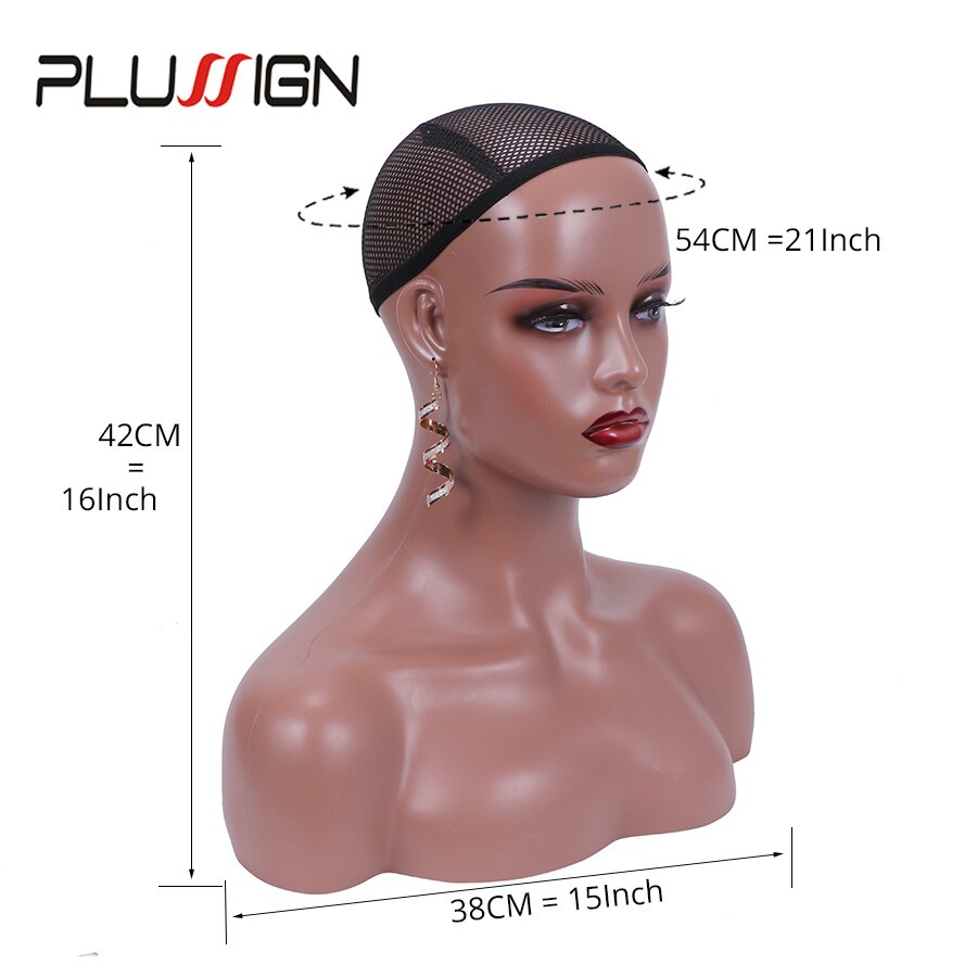 Plussign Realistic Half Body Double Shoulder Pvc Training Mannequin Heads For Display Wigs Hat Jewelry Practice Model Head