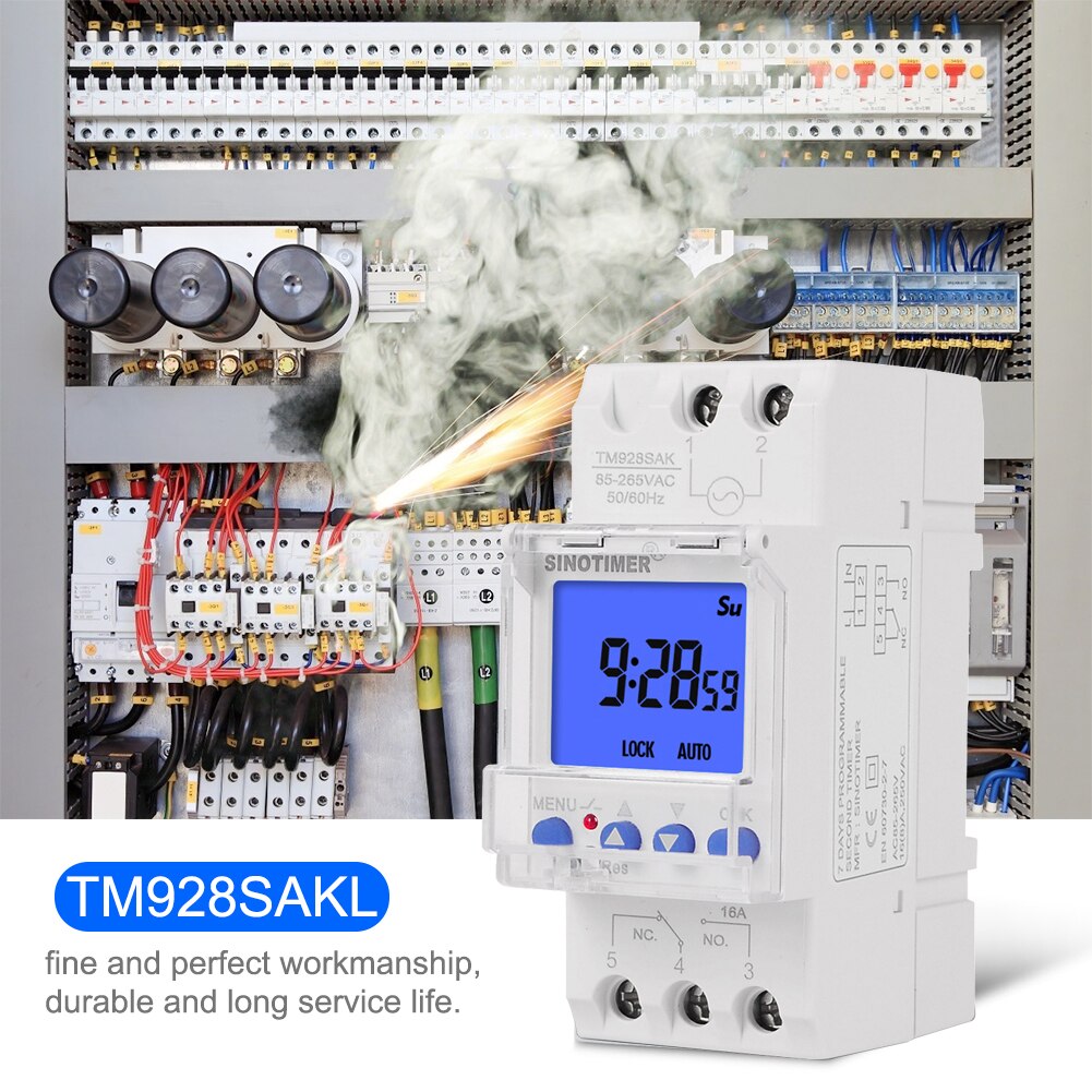 Weekly Programmable Digital Timer Switch LCD Time Relay DIN Rail Mount Cycle Time Controller DIN Rail