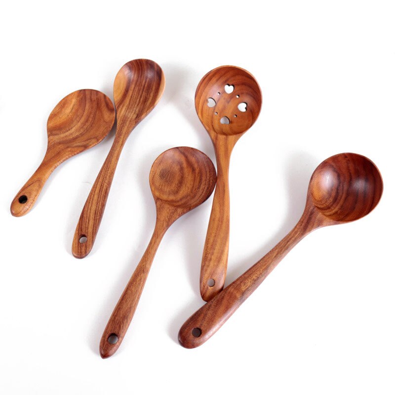 1PC solid wood soup spoon rice spoon tableware cooking long handle wooden shovel household kitchen shovel cooking spoon set