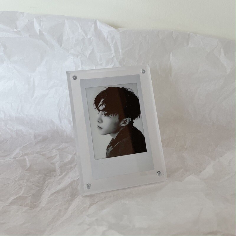 Akryl stark magnetisk dubbelsidig 3 tums polaroid fotoram genomskinlig reklamdisplay stativ etikettpapper: Mjölkig
