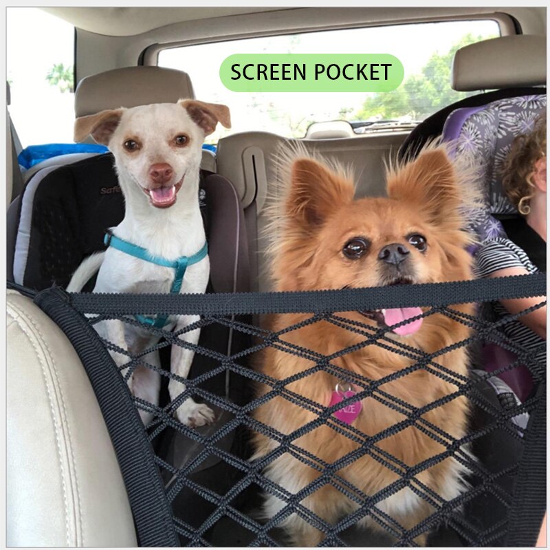 Elastic Car Pet Barrier Mesh Isolation Backseat Mesh Car Back Seat Safety Travel Dog Car Divider Net with Adjusting Rope Hook