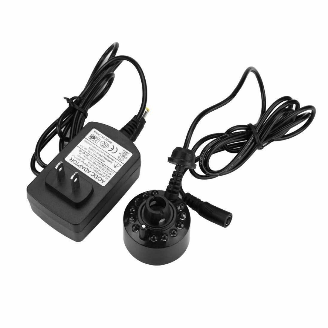 ELOOLE 24V Colorful Changing Ultrasonic Mist Maker Fogger Water Fountain Pond Atomizer Air Humidifier 12 LED With Adapter: US