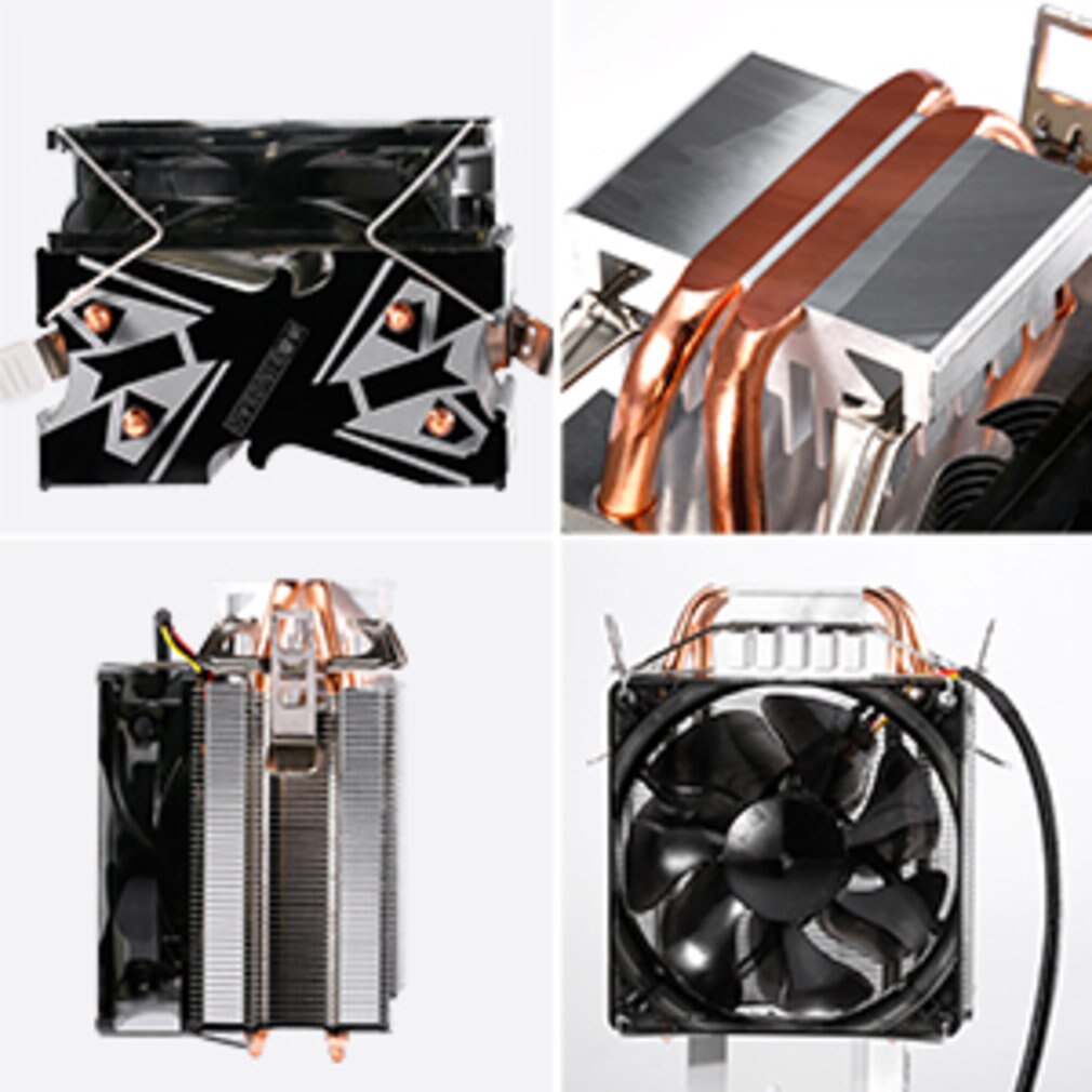 Chassis Radiator CPU Cooler Hydraulic Mute Silent Fan Thickened Aluminum Heat Sink Fireproof Wire for Computer Black F2