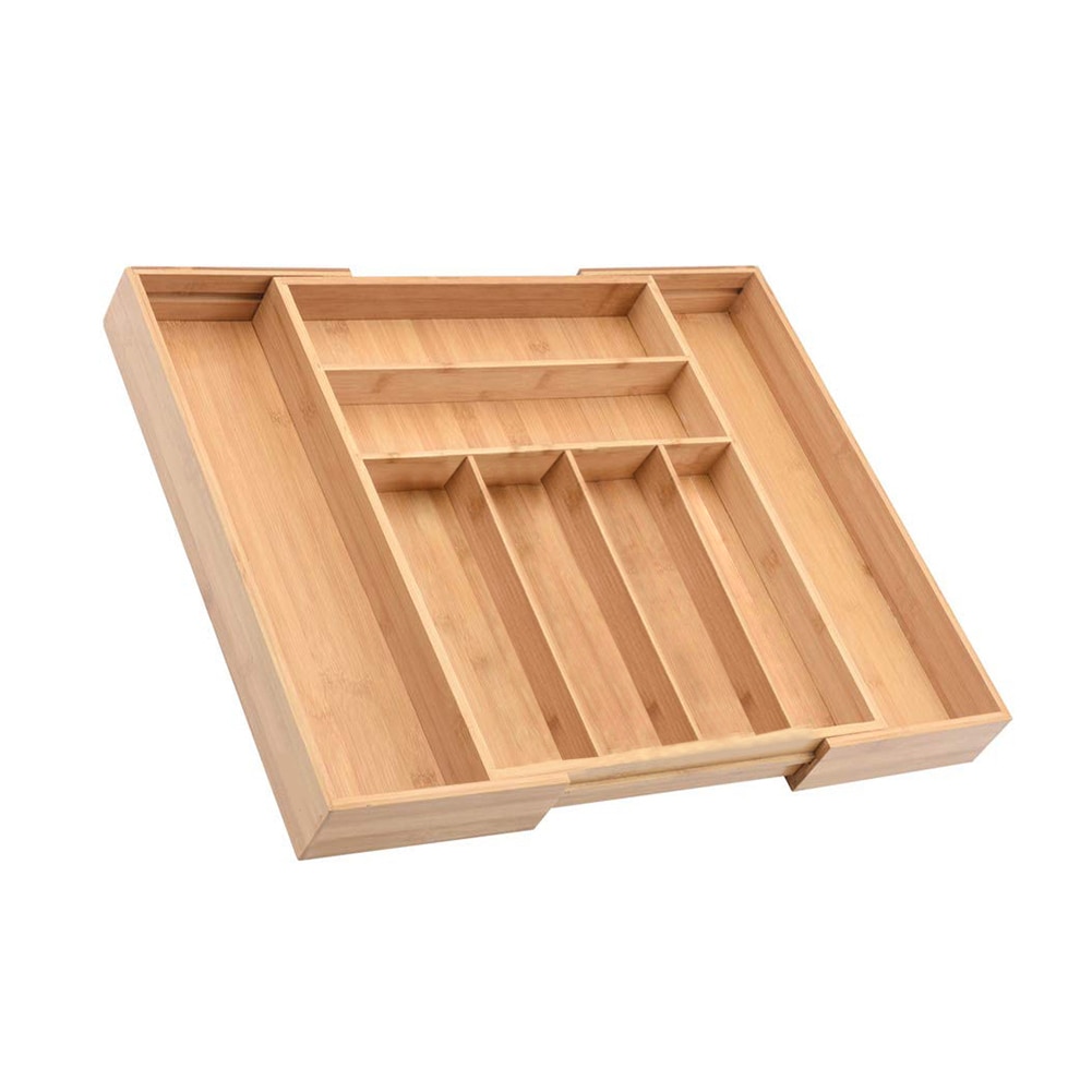 9 Grid Kitchen Non-Retractable Bamboo Cutlery Tray Storage Box Tableware Storage Box Kitchen Jewelry Tools Drawer Organizer
