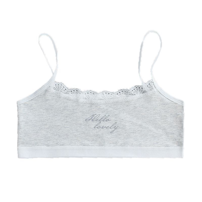 Sujetador de encaje para chicas jóvenes, ropa interior de algodón suave para adolescentes, 7-14 años: Gray