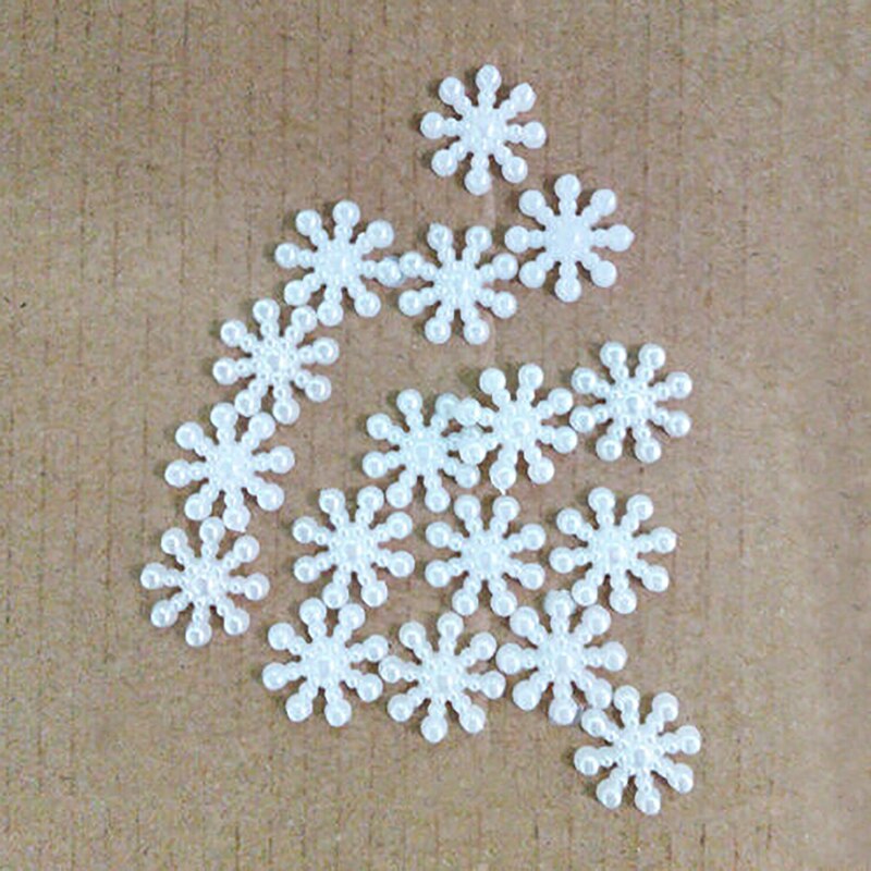 100 Pcs/lot blanc bricolage flocon de neige artificiel Flatback perle carte de noël faisant bricolage artisanat de