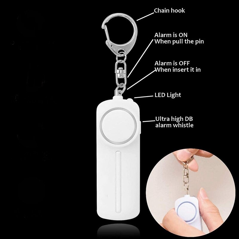 Personal Alarm Keychain 130DB Warning Device with LED Lights Alarm Suitable for Ladies,Men,Children,Seniors and Joggers