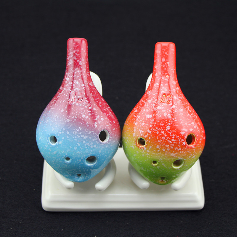 Serie de estrellas de Ocarina, 6 agujeros, 7 colores, cabeza redonda, Alto C, estilo de escritura a mano, instrumento Musical , para amantes