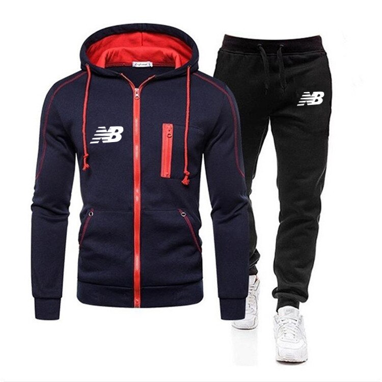 Hoodie tweedelige sportkleding heren hooded sportkleding herfst en winter merkkleding hoodie + broek heren pak: Foto kleur 4 / M