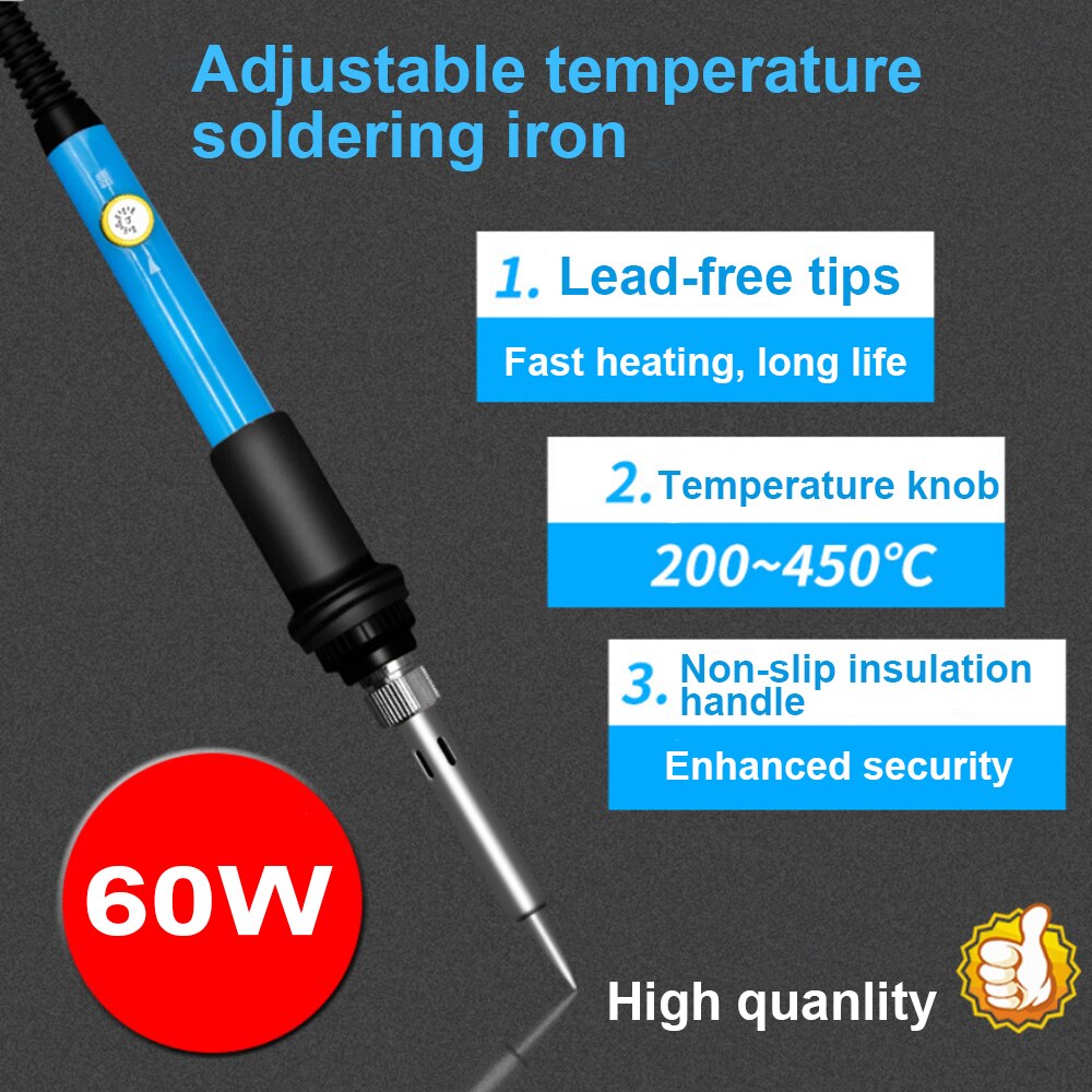 Internal Heat Temperature Adjustable Electric Soldering Iron 60W Welding Solder Rework Repair Tools Evenly Heated Fast Heating