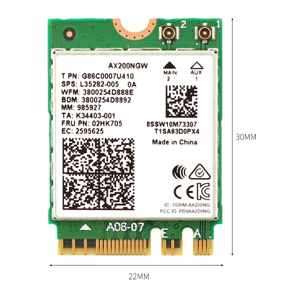 Placa sem fio wi-fi 6 banda dupla 3000mbps para ax200 m.2 bluetooth 5.2 2.4g/5ghz 802.11ac/ax ax200ngw antena adaptadora wi-fi