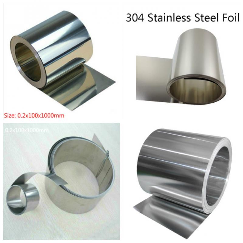 1pc 0.2mm tykkelse sølv 304 rustfrit stål finplade folie 100 mmx 1m til elektronisk udstyr osv.