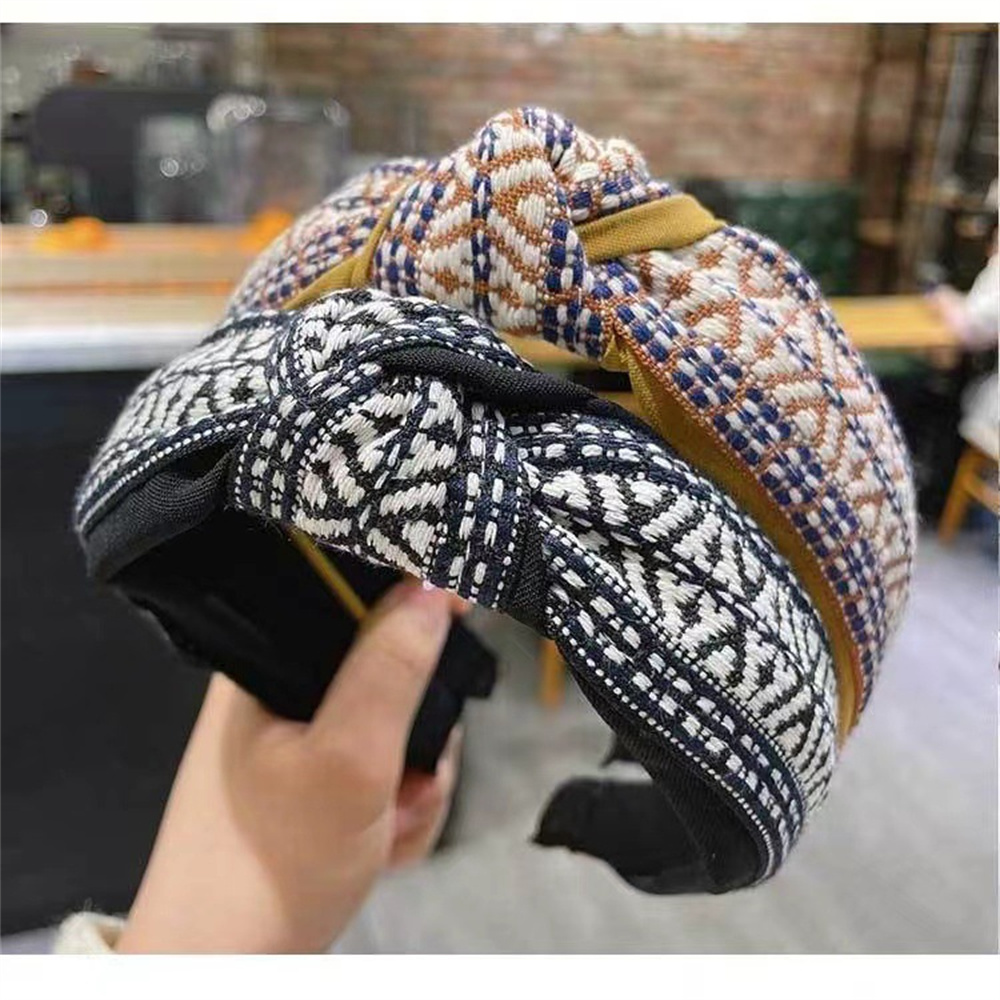 Diademas anchas anudadas Vintage para mujer y niña, diademas de tela Vintage, diademas bohemias para el cabello, accesorios para el cabello,
