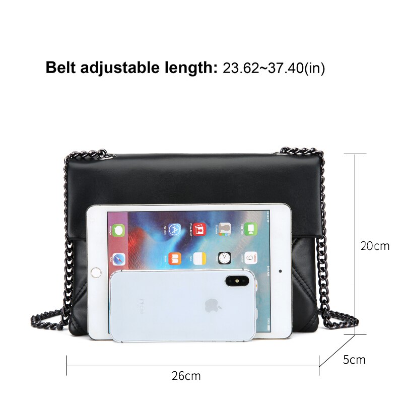 Einfarbig leder schulter Bote tasche neue damen kette handtaschen lässig einkaufstasche multi-schicht umschlag tasche