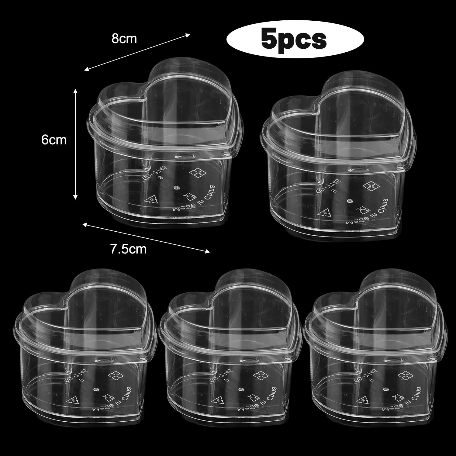 5/20x Wegwerp Plastic Bekers Met Deksels Hartvormige Doorzichtige Dessertbeker Puddingcontainer Voor Ijstaart Fruit Yoghurtkommen: Rood / Bloem