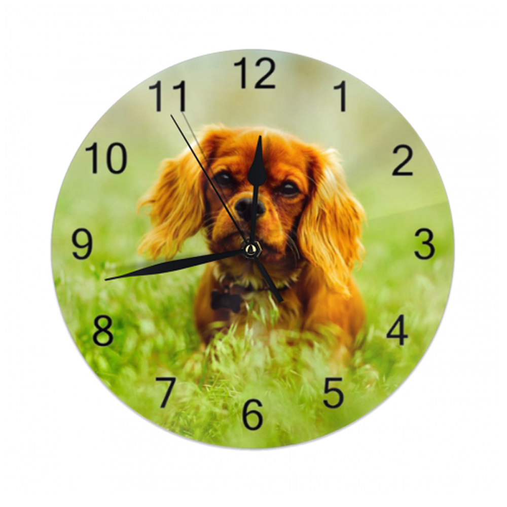 Round Wall-Clock Pet Dogs Pattern Numeral Digital Dial Mute Silent Non-Ticking Battery Operated Clocks Wall Deaor Art