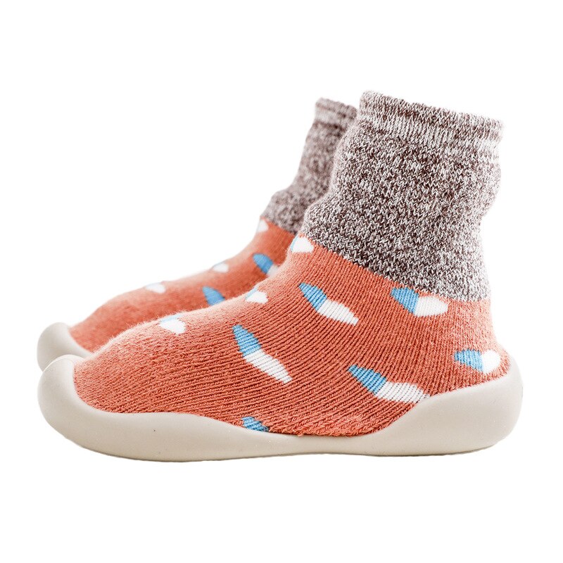 Unisex Toddler Socks Shoes Anti-slip Baby First Walker Shoes Boys Girls Kids Rubber Soft Floor Shoes Winter Warm Knit Booties