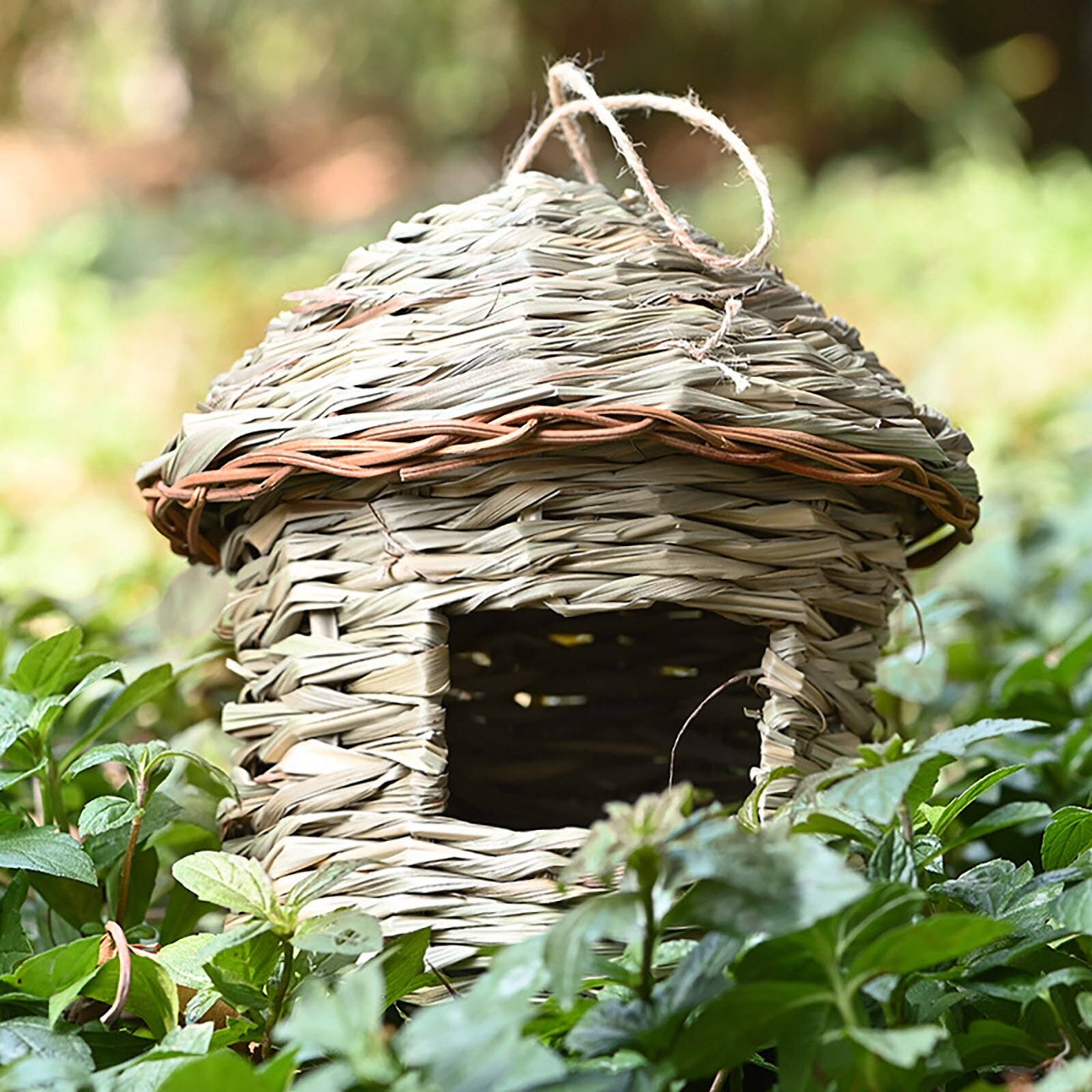 Straw Woven Bird House Nests Box Hanging Bird Nests Home Garden Decoration QW
