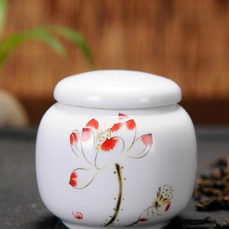 Mini boîte à thé Portable créative en céramique, récipient traditionnel chinois à thé avec motif de peinture chinoise: 6x6cm / 04