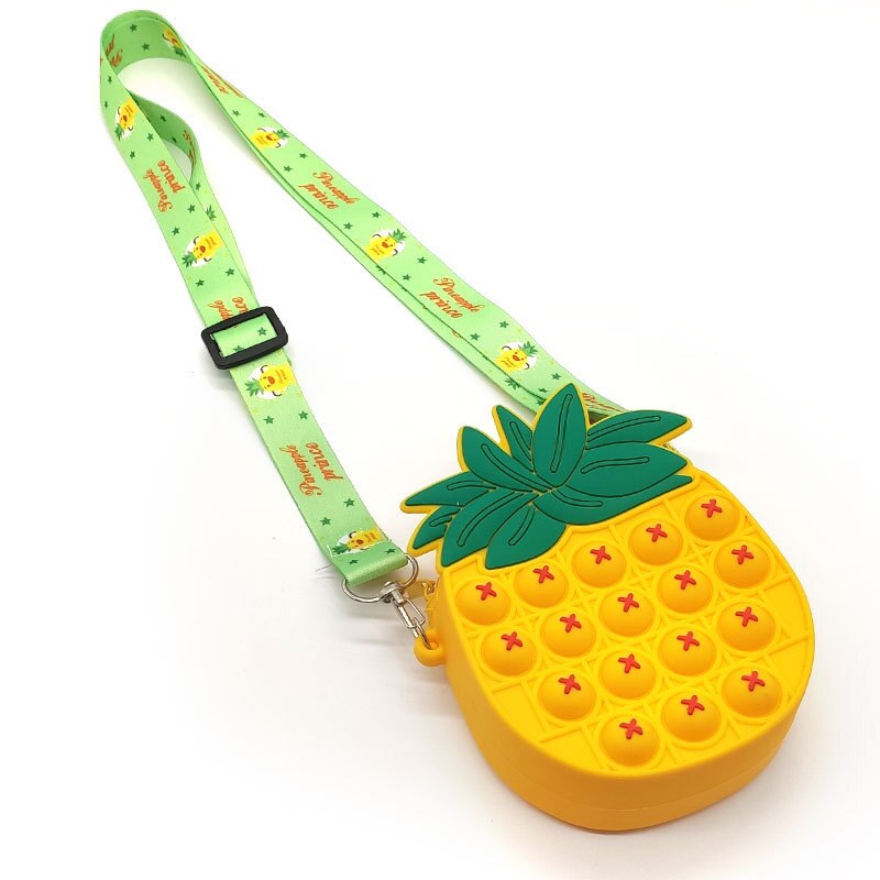 Popo fidget toy popper sensory popet silikon push bubble schreibwaren aufbewahrungsbeutel popite poppit dekompressions-münzbeutel: Ananas