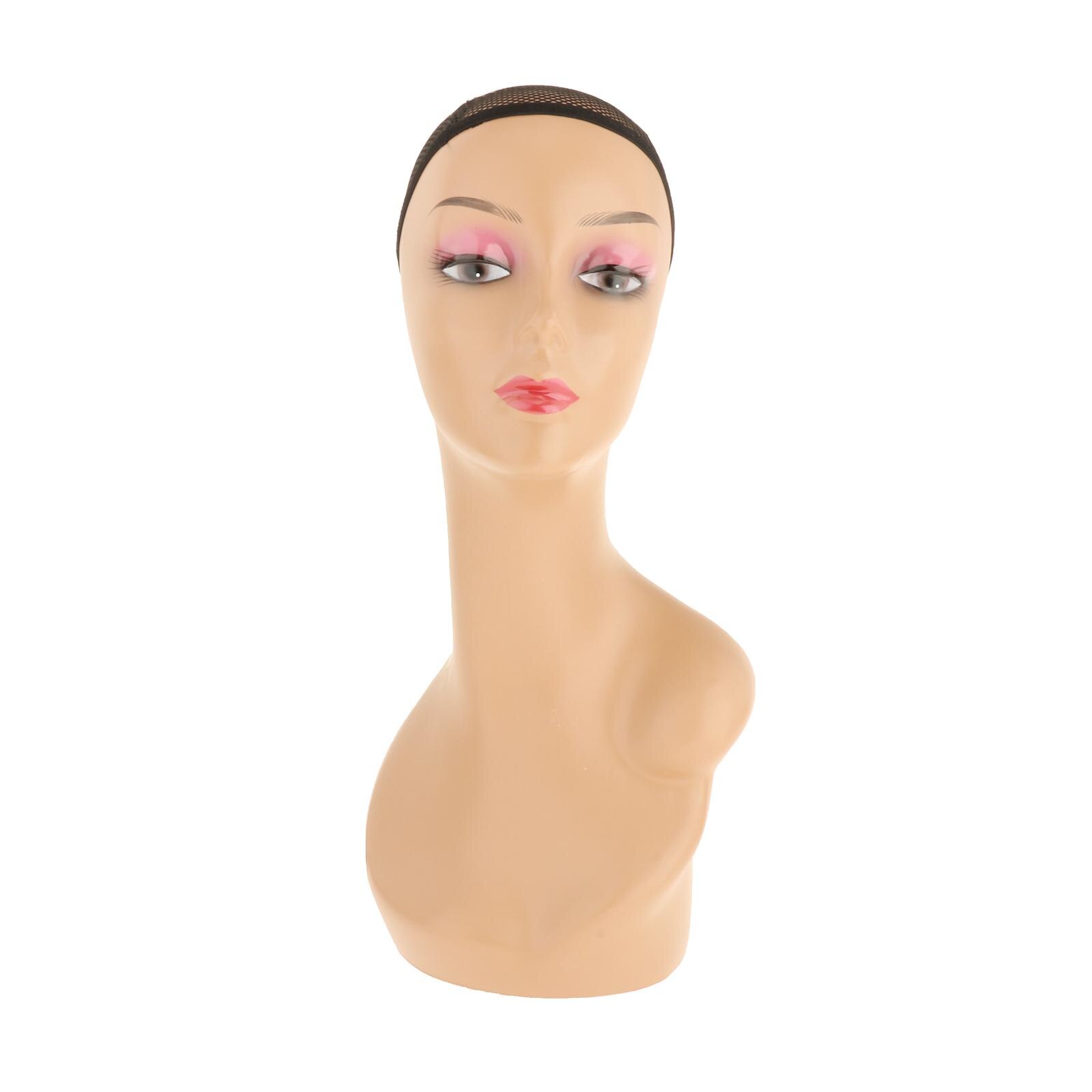 Cabeza de Maniquí de cosmetología femenina, cabeza de muñeca de entrenamiento de peluquería con cuello largo, pelucas y Dispay ideal para hacer, 1 unidad: D