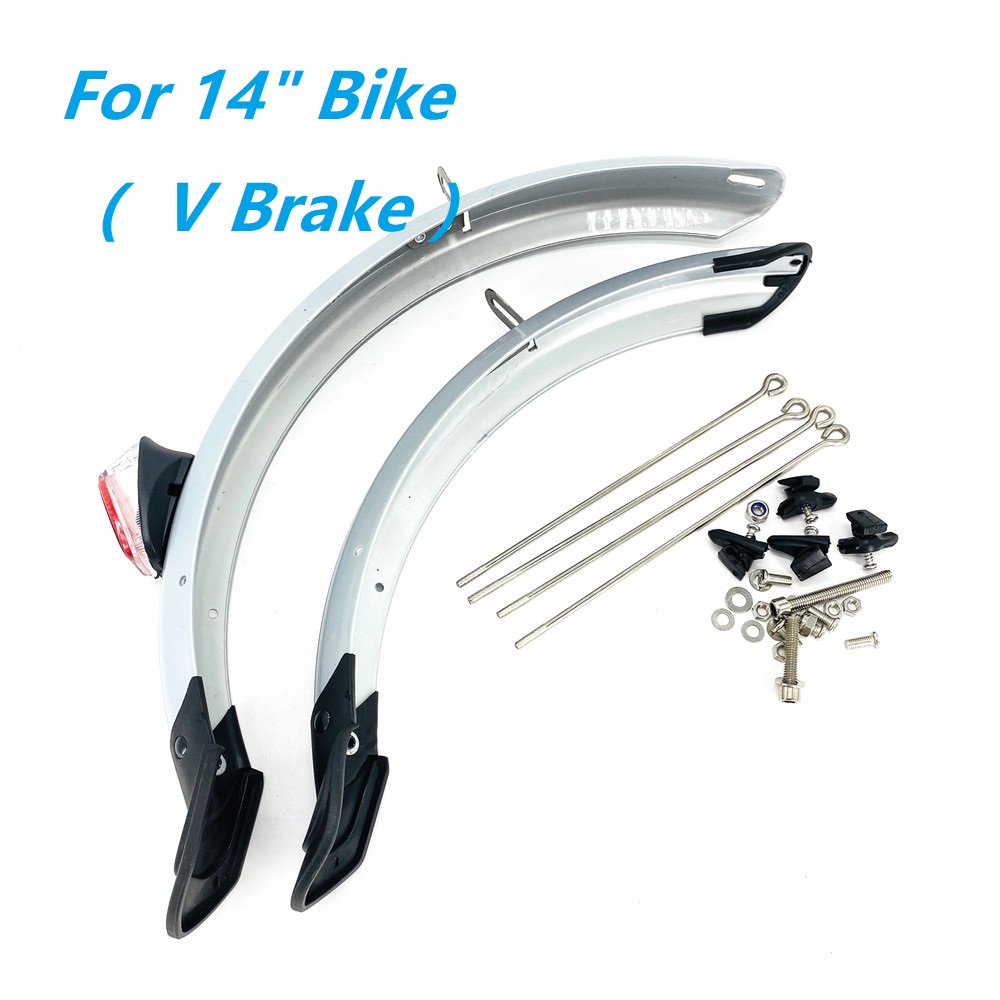 14-16 Inch Folding Bike Front Rear Fender With Rear Safety Reflector For Dahon Fnhon Bicycle V Brake Disc Brake Bike: Red
