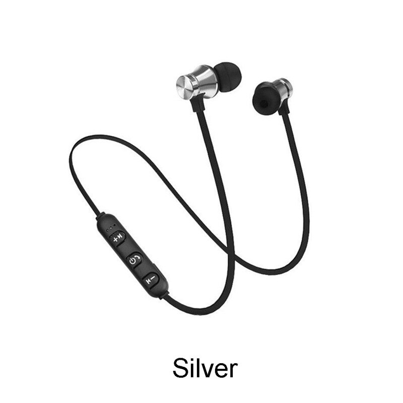 Magnetisk musik bluetooth øretelefon  xt11 sport kører trådløst bluetooth headset med mikrofon til iphone 8 x 7 xiaomi: Sølv