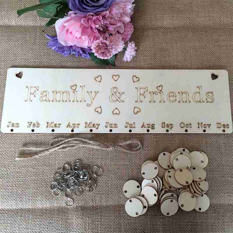 Christmas decorations Wood Birthday Reminder Board Friends Sign Board Family Ply plaque Calendar Birch DIY E6O1