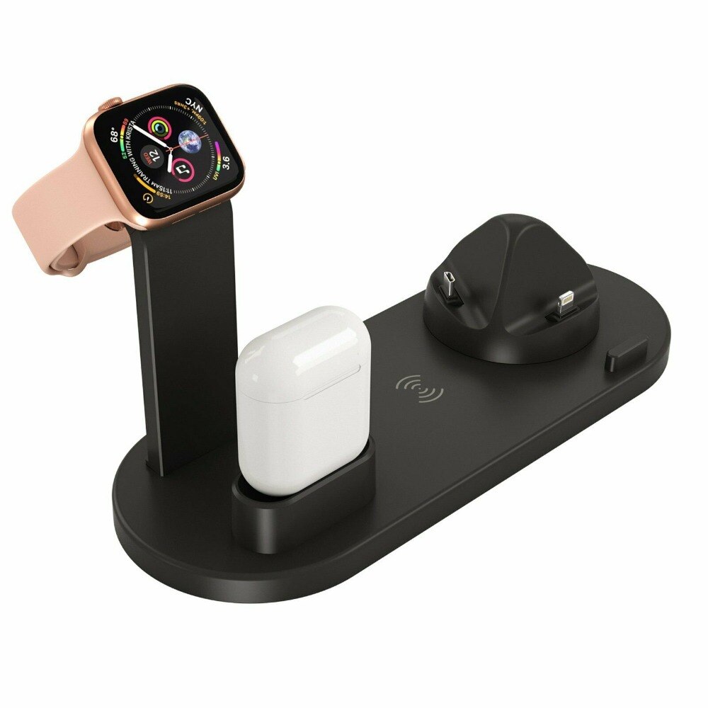 4 in 1 langaton laturi iphone x xs max  xr 8 qi pikalataustelakointiasema airpodille android älypuhelinteline apple kellolle