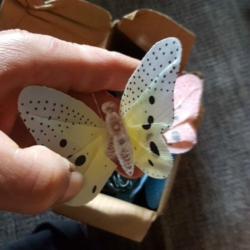 Tira de luces LED de 12 ledes de fibra óptica con forma de mariposa para decoración de jardín, luces solares para jardín