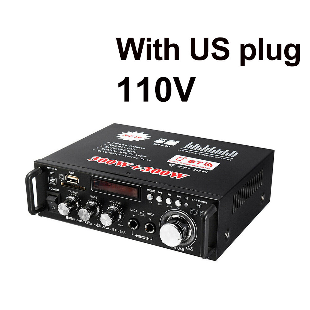 600W 12V 220V USB Auto bluetooth HiFi Stereo Audio- Energie Verstärker Fernbedienung für Auto Auto Hause Audio- USB Blitz Disk Radio: us stecker