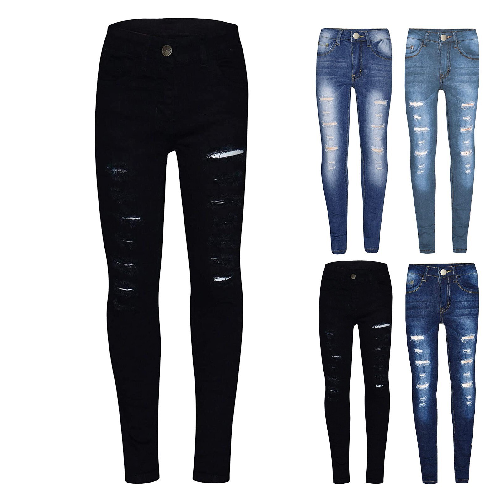 Filles Jeans Serré Enfants Jeans Pour Filles Taille Haute Déchiré Jeans Pour Enfants Décontracté Style Vêtements Pour enfants Printemps Automne