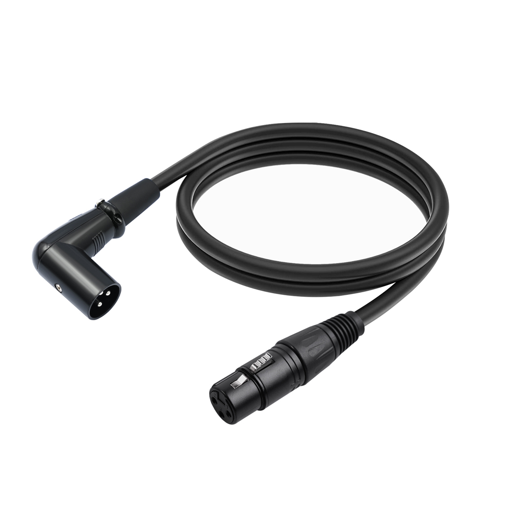 90 Degree XLR Microphone Extension Cable Adapter Male to Female XLR 3-Pin Connector Cable for Speakers Studios Mic Amplifiers