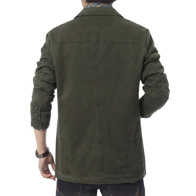 Blazer Men Casual Blazers Cotton Denim Parka Men's Slim Fit Jackets Army Green Khaki Large Size M-XXXL 4XL Outdoors Outwear Coat