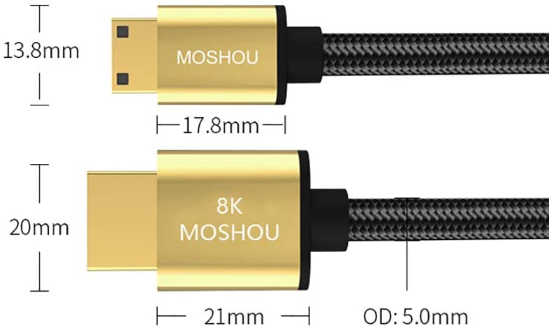 8k mini hdmi-kompatibel till hdmi-kompatibel kabel hdmi-kompatibel 2.1 kabelstöd 8k @ 60hz 4k @ 120hz 48 gbps earc hdr 10 hdcp 2.2