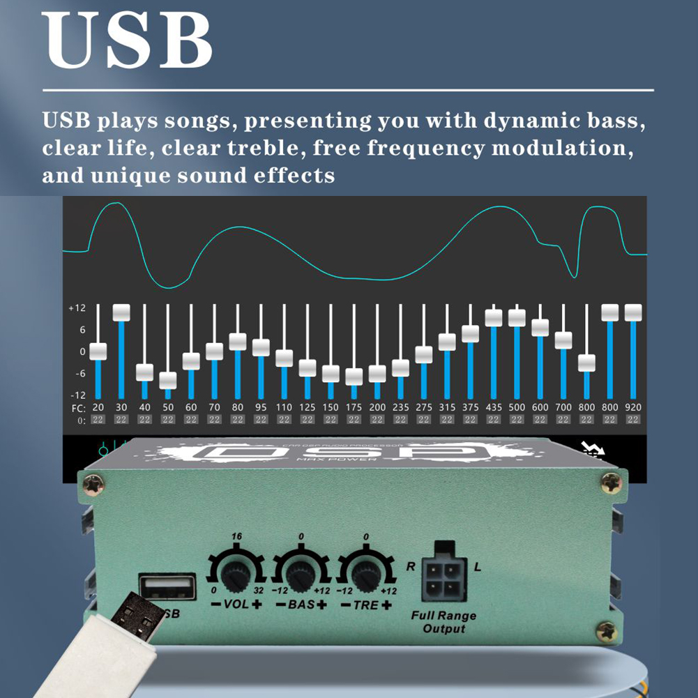 Dsp bilförstärkare stöd för appkontroll ljud digital ljudprocessor 6-- kanals utgång dsp bil equalizer biltillbehör
