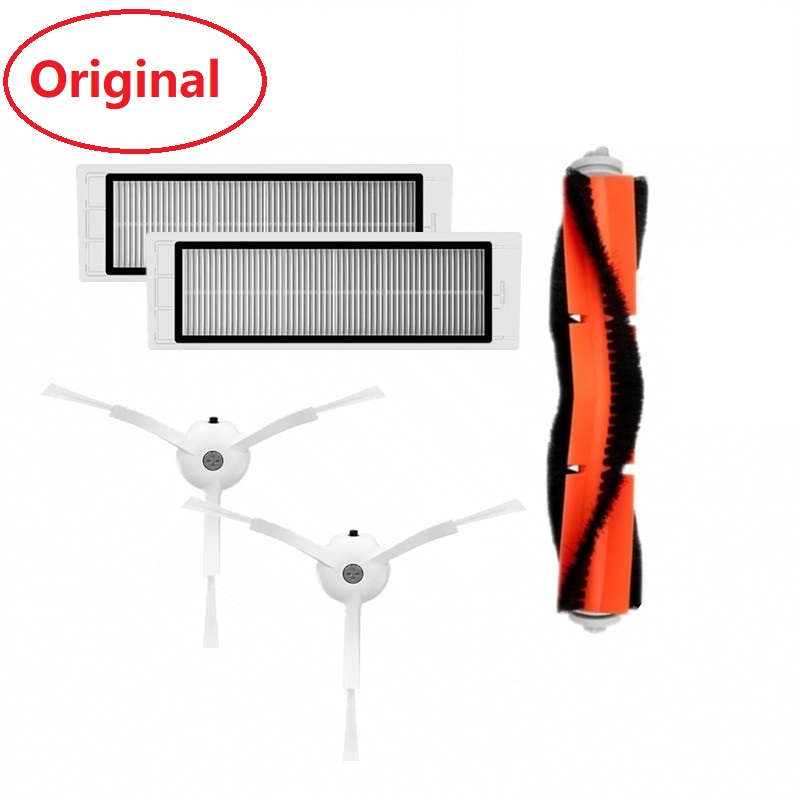 Original Xiaomi Robot vacío parte del filtro HEPA cepillo herramienta de limpieza principal Pared de cepillo lateral para Xiaomi MIJIA roborock Vacuum S50: 5pcs lot