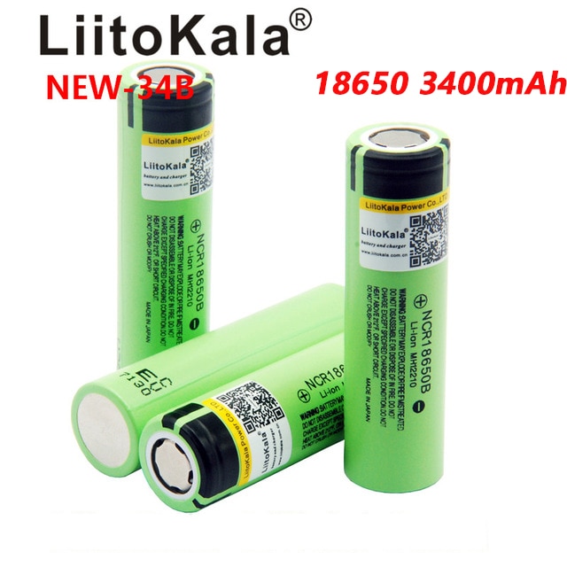 LiitoKala Original NCR18650B 34B 3.7V 18650 3400mAh Rechargeable Lithium Battery Flashlight Battery