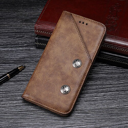 For Oukitel K7 Pro Case Luxury Retro Rivet Wallet Flip Leather Phone Case For Oukitel K7 Power Cover Coque Accessories: For Oukitel K7 Pro / Brown