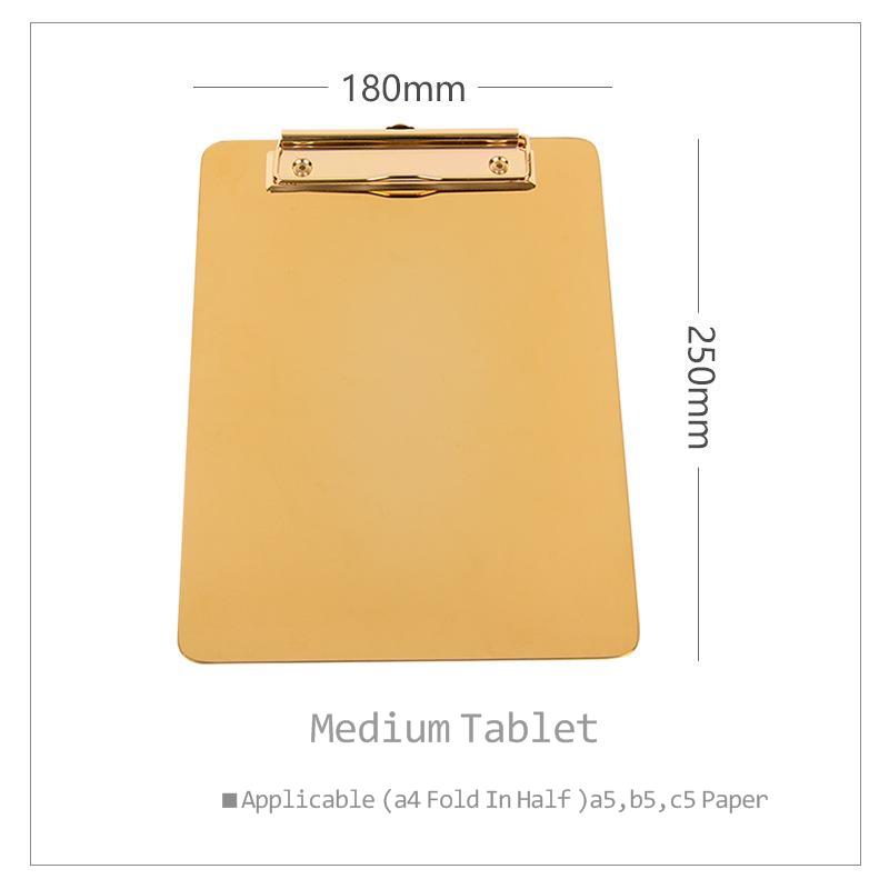 Guld skriveplade  a4 a5 udklipsholder menu data fil opbevaring klip mappe tavle til kontor restaurant hotel hjem 1pc: Medium