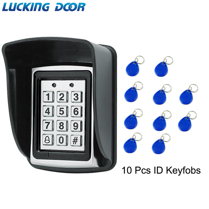 Backlight RFID Metal Access Control EM Card Reader Keypad 1000 Users door bell 125KHz Card Reader Keypad Key Fobs Door Access: AC and 10 Keys